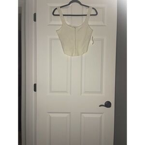 Abercrombie And Fitch Sleeveless Crop Ribbed Knit Tank Top Cream New With Tags